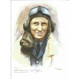 Sqn Ldr Herbert Moreton Pinfold WW2 RAF Battle of Britain Pilot signed colour print 12 x 8 inch