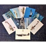 Aviation postcard collection includes 10 squadron print cards such as SE5A No56 Sqn RFC, Canadian CF
