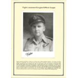 Flight Lieutenant Douglas Clifford Cooper. Signed 7 x 5 b w photo plus biography card. Set on superb