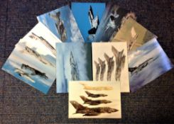 Aviation postcard collection includes 10 squadron print cards such as Canadian CF 18 Tiger Bird