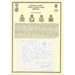 Squadron Leader Arthur Charles Leigh DFM DFC. Signed handwritten letter. Set on superb descriptive