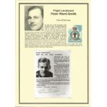 Flight Lieutenant Peter Ward Smith. Signed 4 x 6 biography card. Set on superb descriptive biography