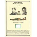 Flight Lieutenant Donald James Hulbert. Small signature piece. Set on superb descriptive biography