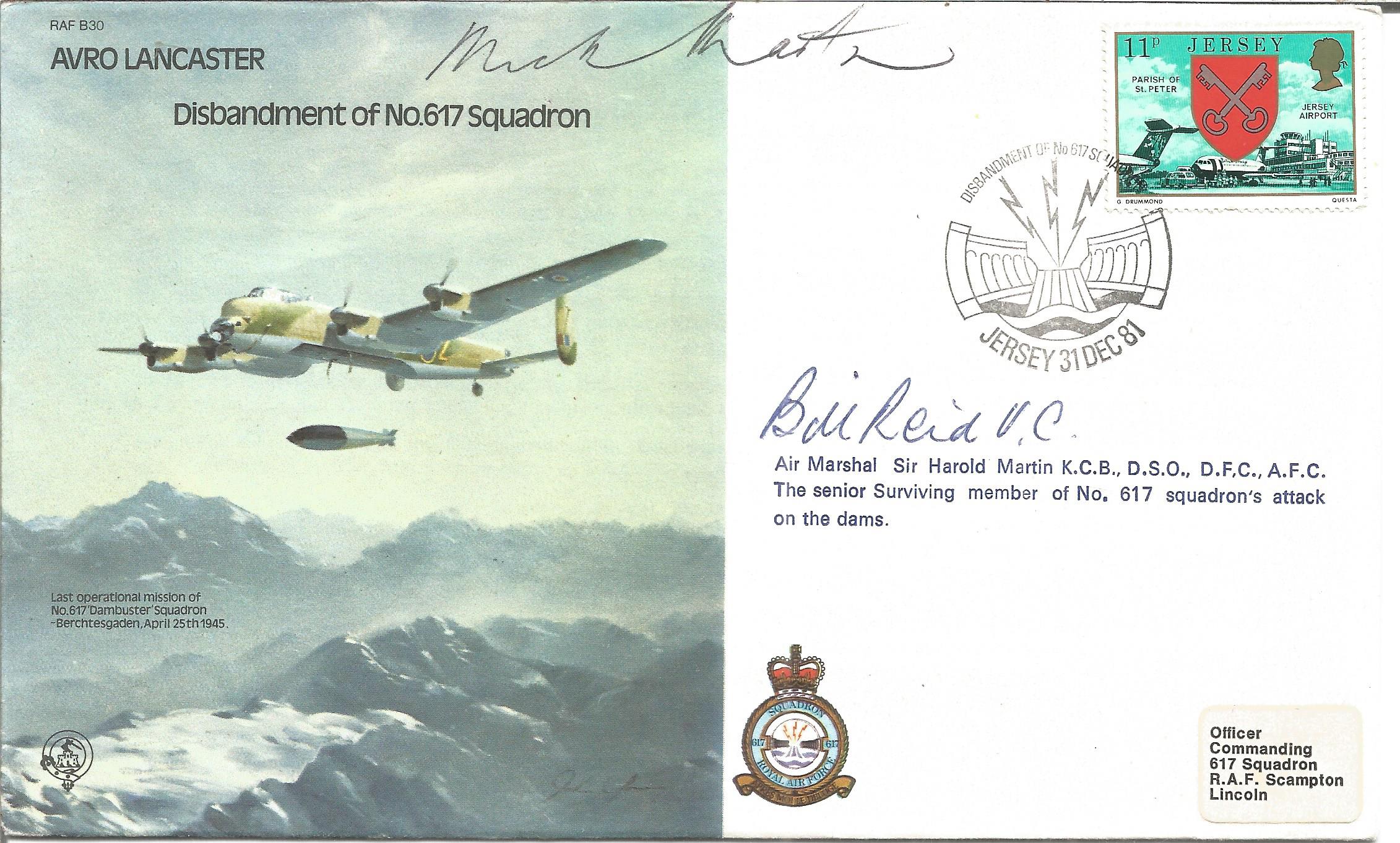 Dambuster pilot AM Sir Harold Micky Martin DSO DFC AFC and Bill Reid VC signed Avro Lancaster bomber