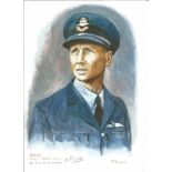 Sqn Ldr Herbert Moreton Pinfold WW2 RAF Battle of Britain Pilot signed colour print 12 x 8 inch