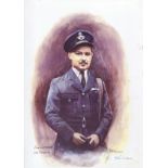 Plt Off John Freeborn WW2 RAF Battle of Britain Pilot signed colour print 12 x 8 inch signed in