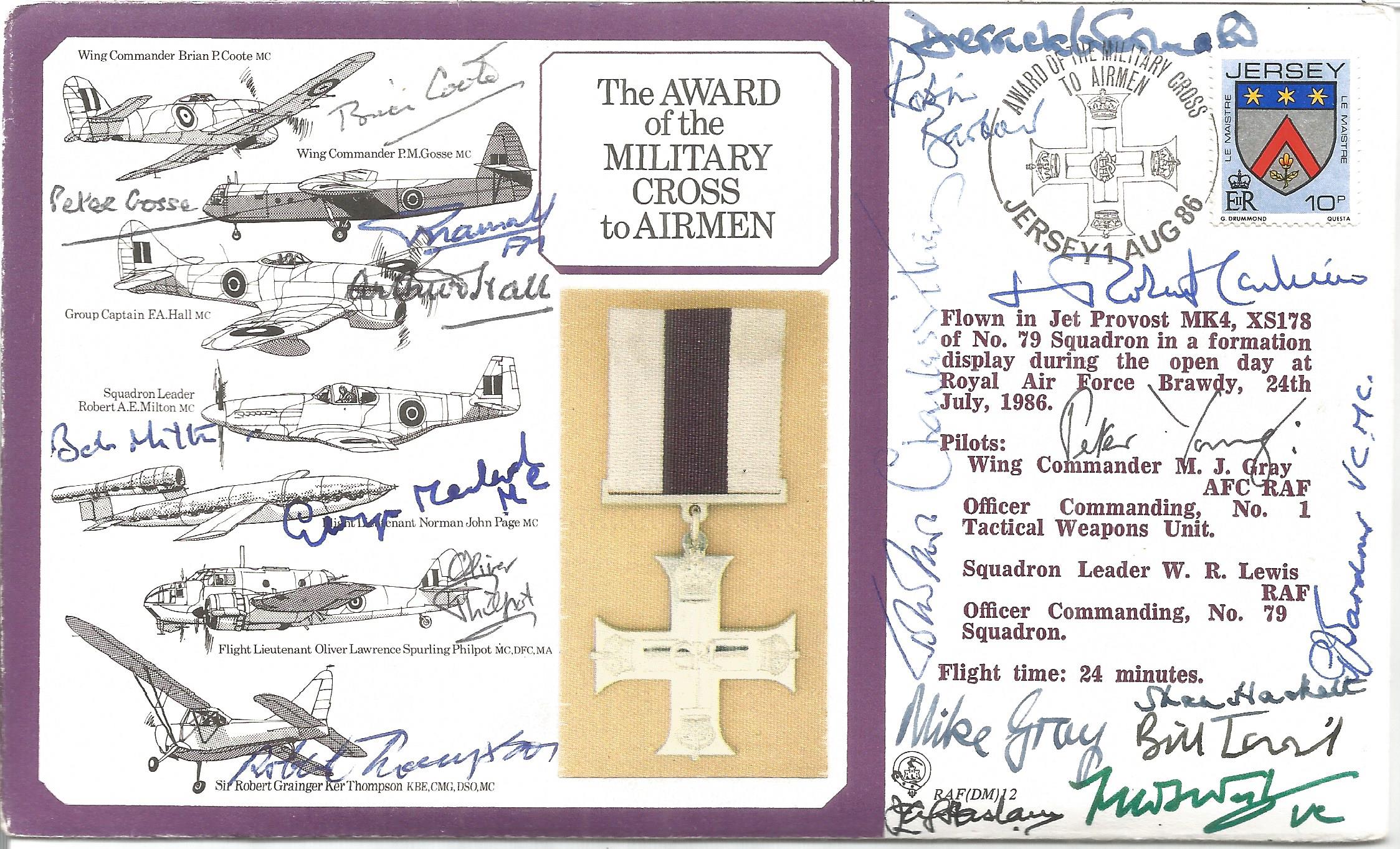 Multiple signed Military cross cover, 15 autographs. Inc Fred West VC, John Frost, Robert Runcie MC,