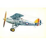 World War One 17x11 colour print picturing Hawker Fury I. RAF. high speed interceptor with twin