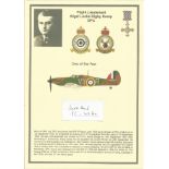 Flight Lieutenant Nigel Leslie Digby Kemp DFC. Small signature piece. Set on superb descriptive