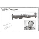 Fighter ace Amedee Passemard WWII 4 victories + 2 OTG signed 6 x 4 white card. Good Condition. All