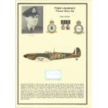 Flight Lieutenant Trevor Gray Ae. Small signature piece. Set on superb descriptive biography page