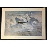 Battle of Britain 20x27 print titled Lone Spitfire by the artist Gerald Coulson picturing a Spitfire