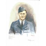 Plt Off Frank Joyce WW2 RAF Battle of Britain Pilot signed colour print 12 x 8 inch signed in