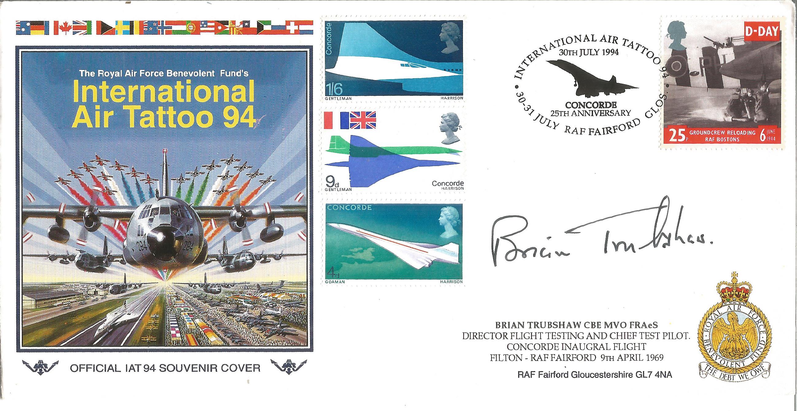 Brian Trubshaw CBE MVO FRAeS signed RAF Benevolent Funds International Tattoo 94 cover. Brian