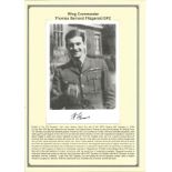 Wing Commander Thomas Bernard Fitzgerald DFC. Signed 7 x 5 b w photo piece. Set on superb