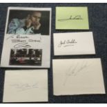 Motor racing signed collection. Five signed cards, pages inc Lewis Hamilton