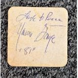 Marvin Gaye signed Beer mat inscribed love and peace Marvin Gaye