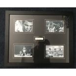 Muhammad Ali signed autograph display; signature piece mounted with colour photos