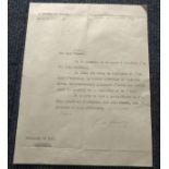 WW2 Charles De Gaulle Typed Signed Letter TLS dated 1944 on personal letterhead.