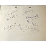 1966 World Cup signed page inc Bobby Moore, Gordon Banks, Alf Ramsey, Bobby Charlton