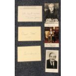 Political signed collection Margaret Thatcher and Edward Heath signed cards, with James Callaghan,