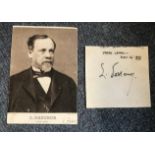 Louis Pasteur signed piece from 1890 letter, with unsigned cabinet photo.