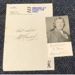 Bobby Moore signed 4 x 3 inch b/w photo with TLS by Sir Alf Ramsey on Birmingham FC letterhead.