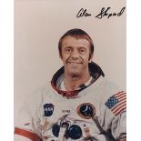 Apollo Astronaut Alan Shepard10 x 8 inch signed colour white space suit photo.