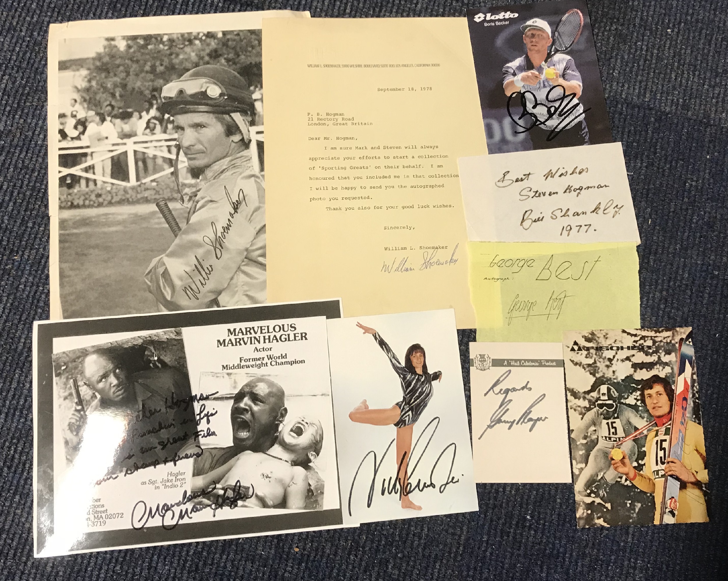 Sport signed collection includes George Best and Bill Shankly signed pages, Nadia Comaneci