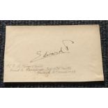 King Edward VIII signed white card signed in black ink with pencil annotation of when signed