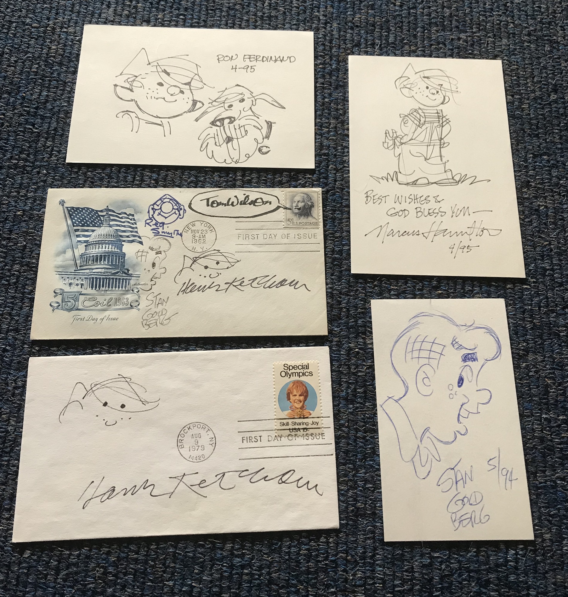 Cartoonists autograph and original sketch collection