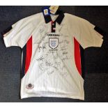 Football England multiple signed shirt. 1998 with over with 20 signatures