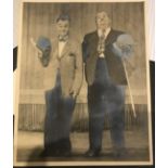Laurel and Hardy signed large 12 x 9 1/2 inch sepia vintage photo