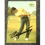 Seve Ballesteros signed 6 x 4 inch colour Lacoste colour golf action photo.