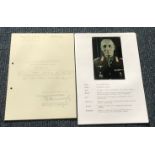 WW2 Erwin Rommel signed A4 1941 medal award typed document for award of an Iron Cross