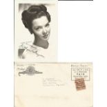 Kathryn Grayson PRINTED signed photo and envelope from MGM 1946. Good condition. We combine