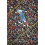 EDDIE "THE EAGLE" EDWARDS signed Olympic Games Ski Jumping 8x12 Photo. All autographs come with a