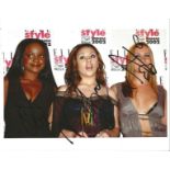 Sugababes multi signed 10x8 colour photo signatures include Heidi Range, Mutya Buena and Keisha