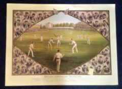 Cricket print 34x28 approx titled English and Australian Cricketers Great Match England V