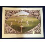 Cricket print 34x28 approx titled English and Australian Cricketers Great Match England V