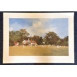 Cricket print approx 26x18 titled New Batsman by the artist Roy Perry picturing a typical summer