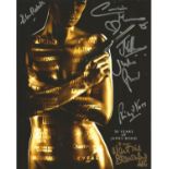 James Bond multi signed. 8x10 photo signed by SIX actors who have starred in Bond movies,