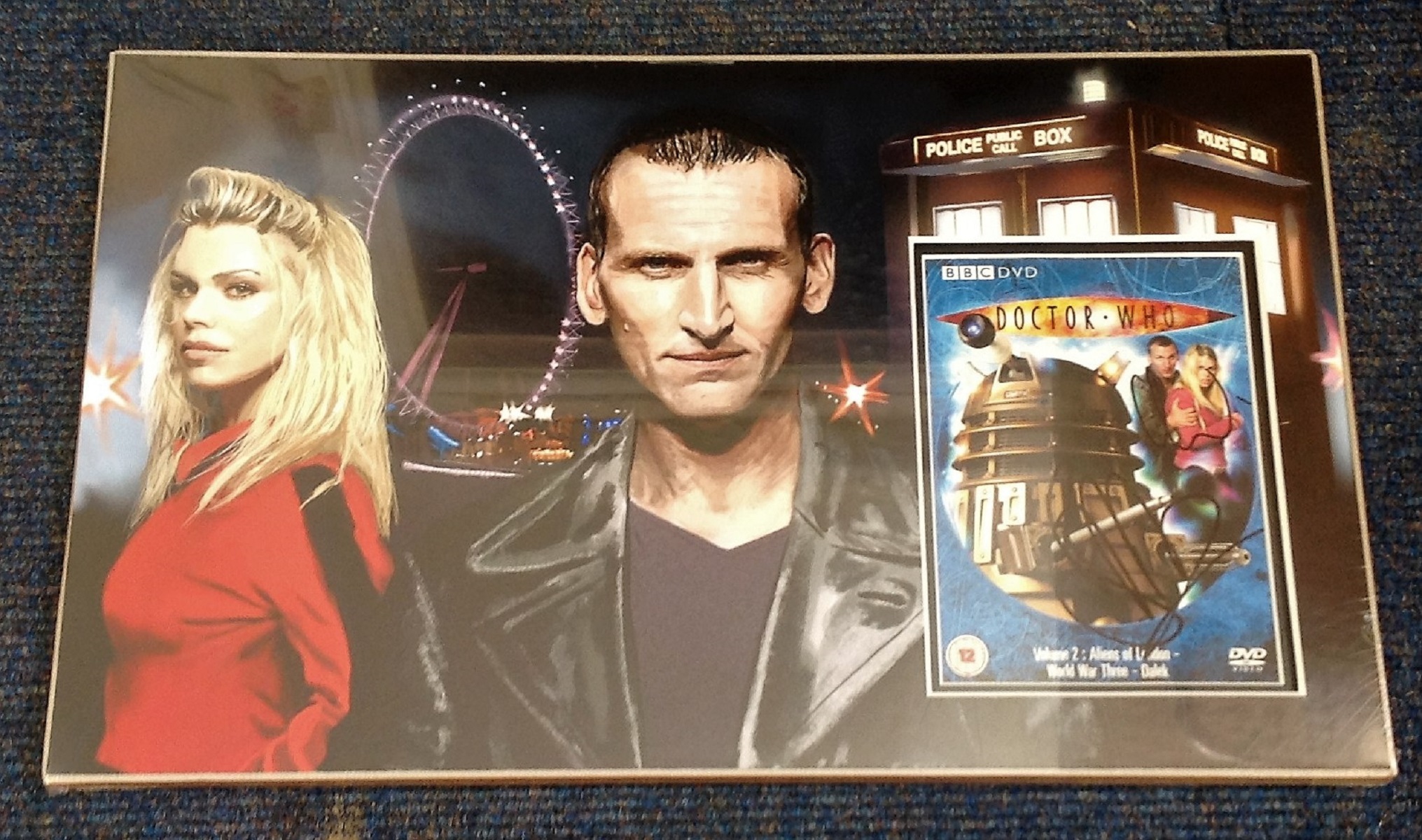 Billie Piper Christopher Eccleston signed Dr Who DVD sleeve mounted