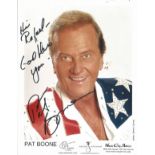 Pat Boone signed 10x8 colour photo dedicated. Patrick Charles Eugene Boone (born June 1, 1934) is an