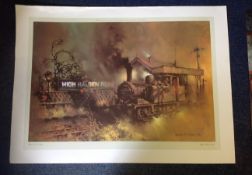 Railway Print 36x26 titled 'HIGH HALDEN ROAD' by the artist Barrie A. F. Clark. Good condition. We