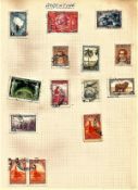 World stamp collection on 7 loose album pages. Includes Lebanon, Syria and more. Good condition.
