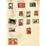 World stamp collection on 7 loose album pages. Includes Lebanon, Syria and more. Good condition.