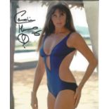007 Bond girl. The Spy Who Loved Me actress Caroline Munro signed 8x10 photo in sexy blue