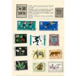 World stamp collection on 30 album pages. Includes USA, Vietnam and more. Good condition. We combine