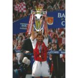 Tony Adams Arsenal football signed stunning 12 x 8 inch colour photo holding the Premiership